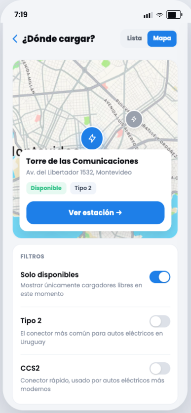 Mapa para encontrar cargadores